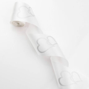 White with Silver Hearts Car Ribbon  