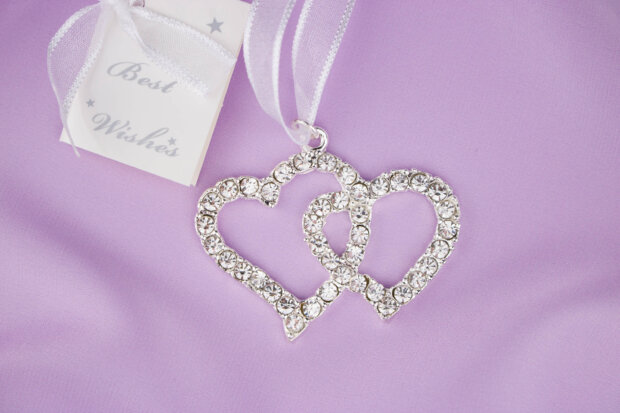 diamante love hearts bridal charm