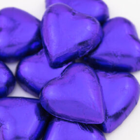 purple chocolate hearts