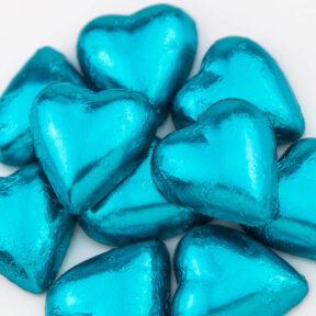 light blue chocolate hearts