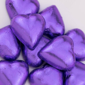 mauve chocolate hearts