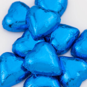 electric blue chocolate hearts