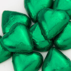 green chocolate hearts