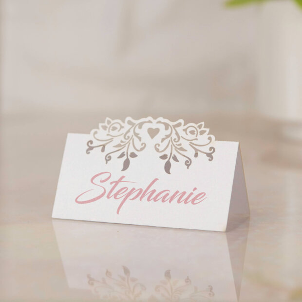 blooming hearts name place cards