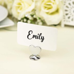 Silver Heart Place Card Holder  