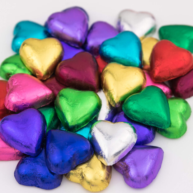 eleven colours chocolate hearts mix