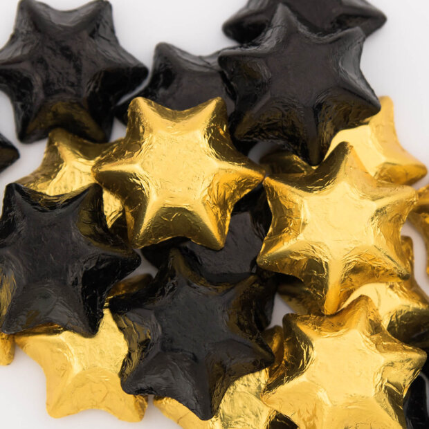 black and gold chocolate stars