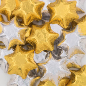 gold and silver chocolate stars