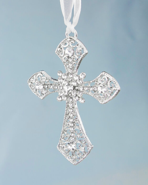 silver cross bridal charm
