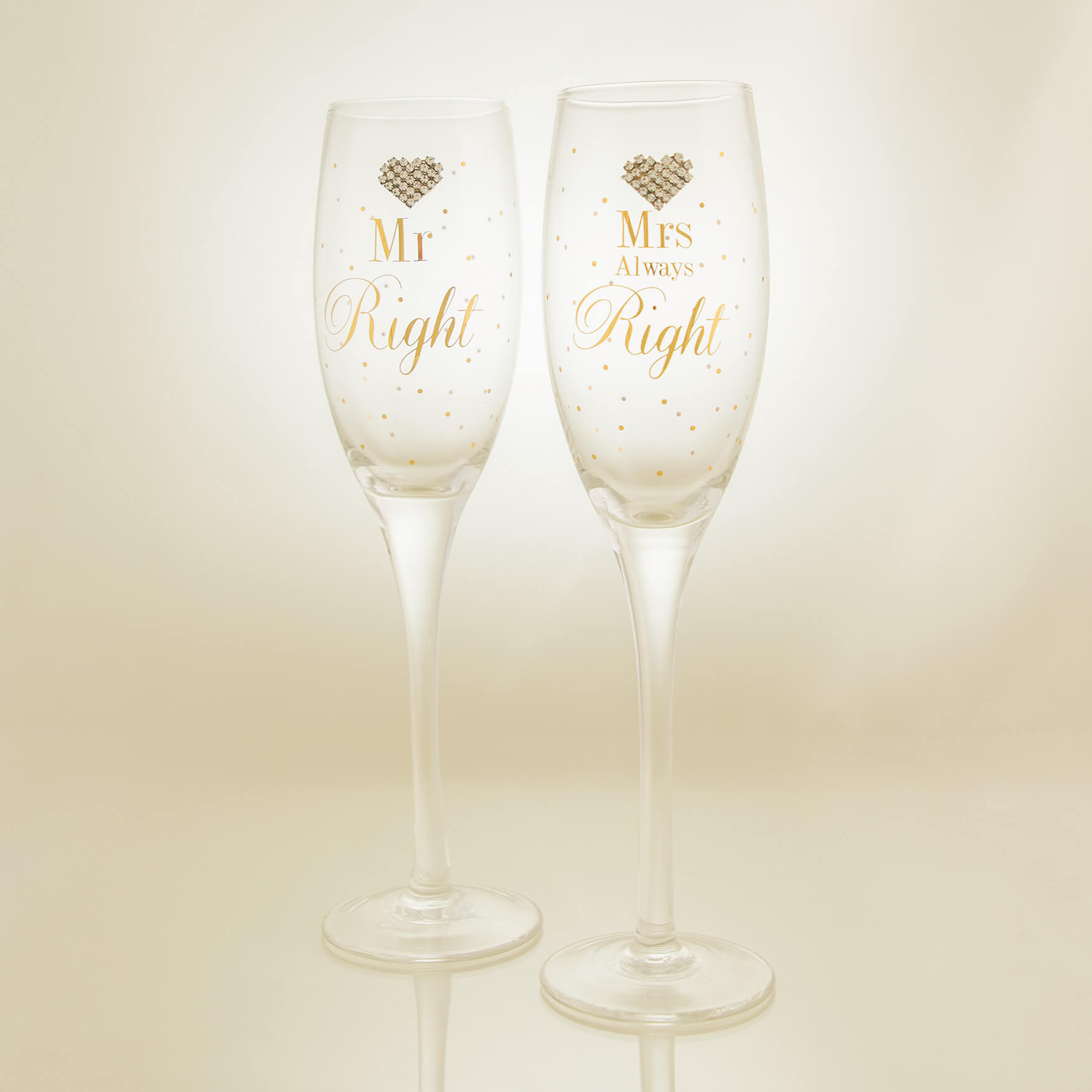 Mr Right & Mrs Always Right Set of two Champagne Flutes