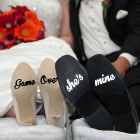she's mine wedding shoe stickers