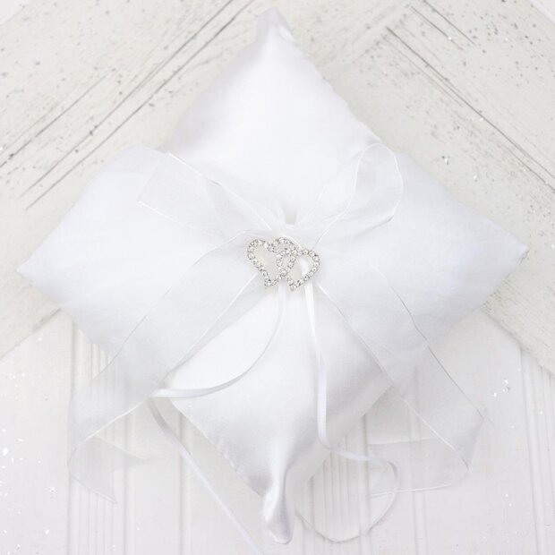 Rhinestone Hearts Ring Pillow