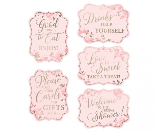 Pink and Gold Bridal Shower Signs