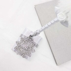 Designer Diamond Flower Feather Pen  