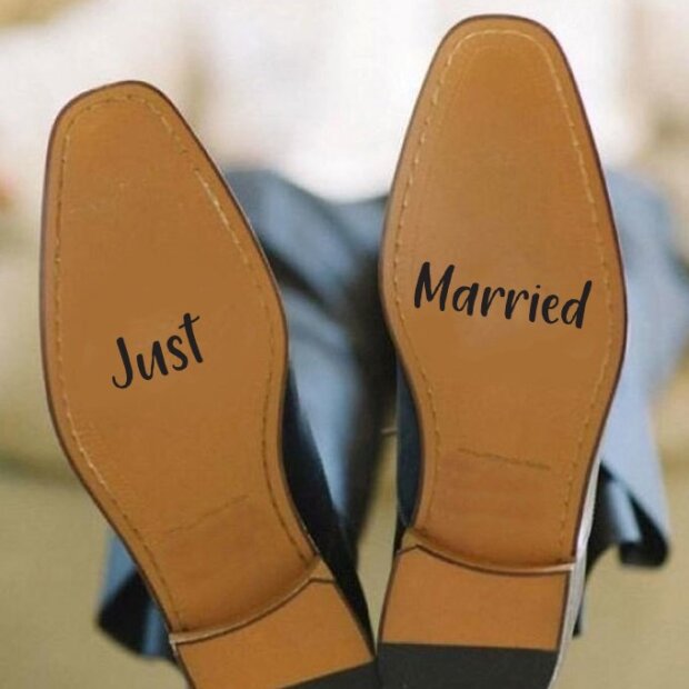 Just Married Wedding Shoe Stickers