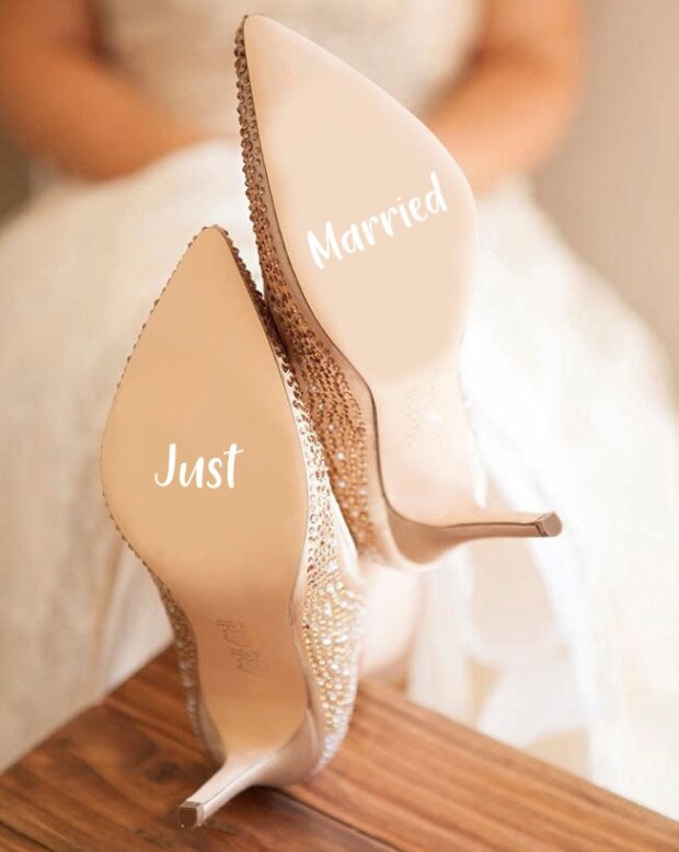 Just Married Wedding Shoe Stickers
