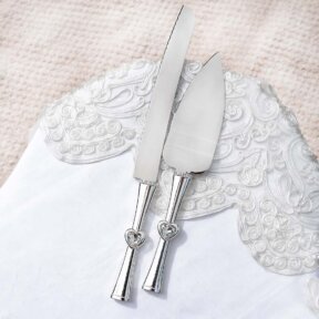 Crystal Love Hearts Cake Knife and Server  