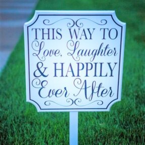 White Wedding Lawn Sign  
