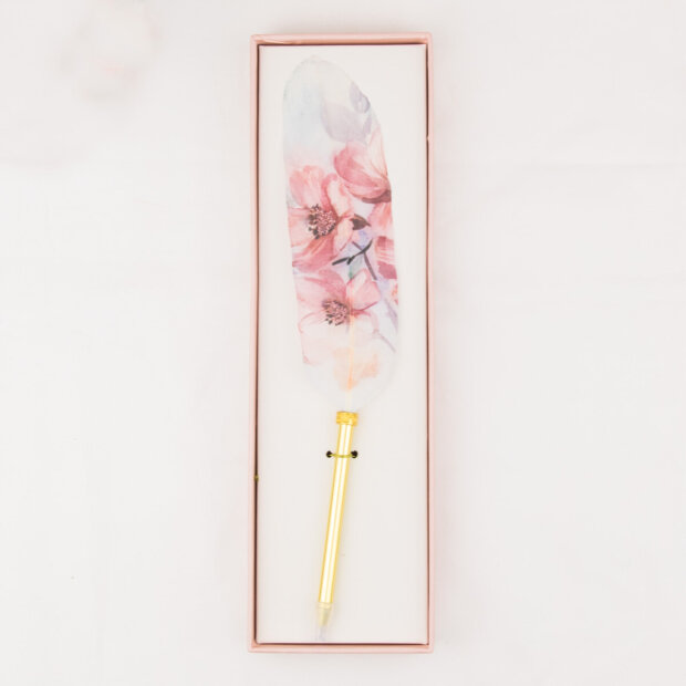 Pink Magnolia Feather Pen