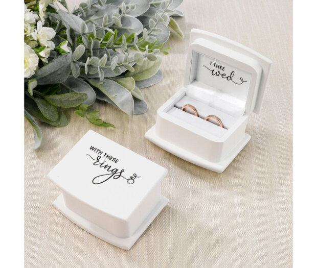 White Wedding Rings Box