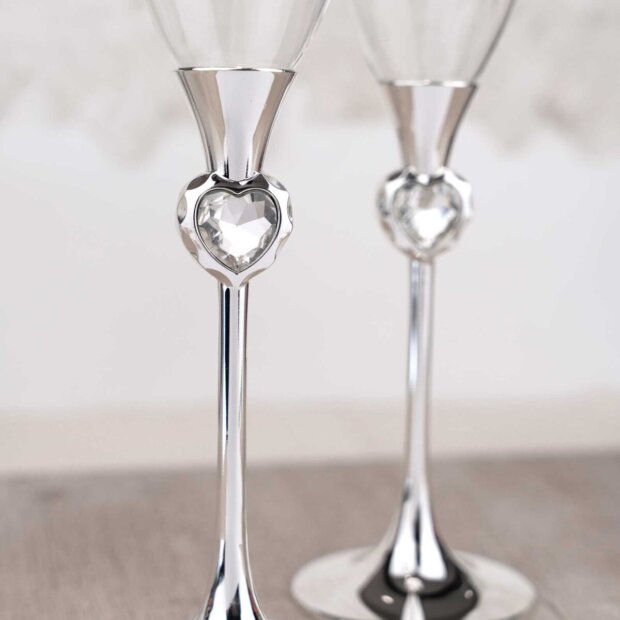Crystal Love Hearts Champagne Flutes