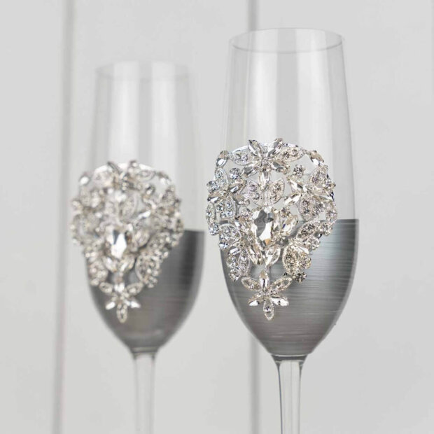 Silver Gems Champagne Flutes