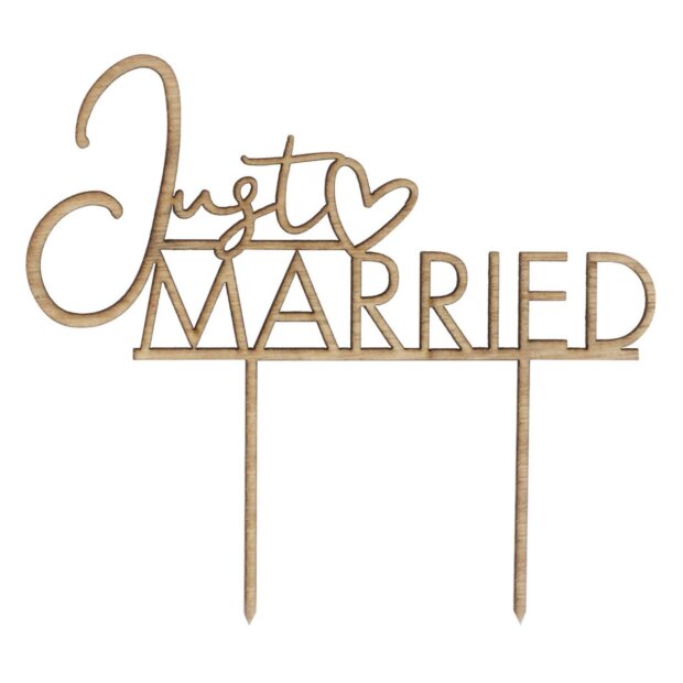 Just Married Heart Cake Topper