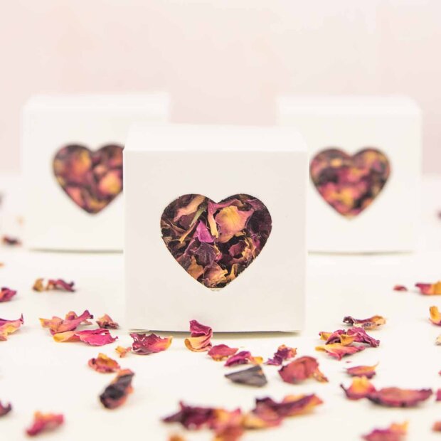 White Wedding Confetti Boxes - Springtime Sweetness