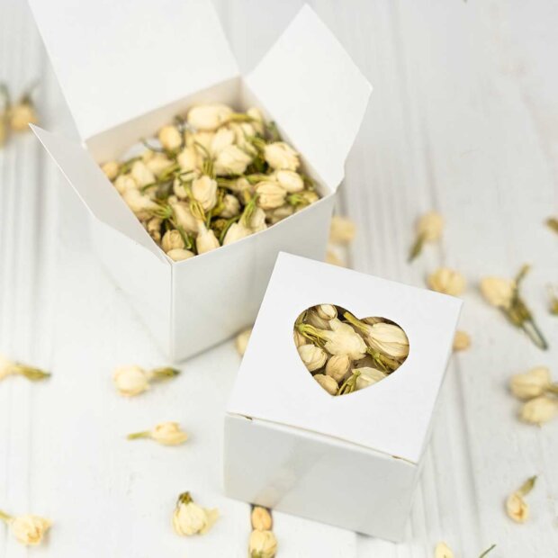 White Wedding Confetti Boxes - Jasmine Fields