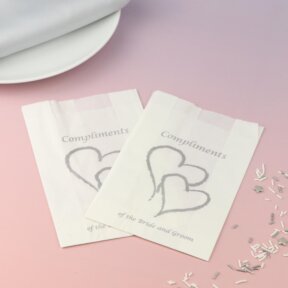 Silver Hearts Cake Bags