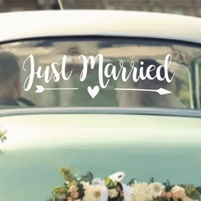 Just Married with Cupid's Arrow Wedding Car Decal