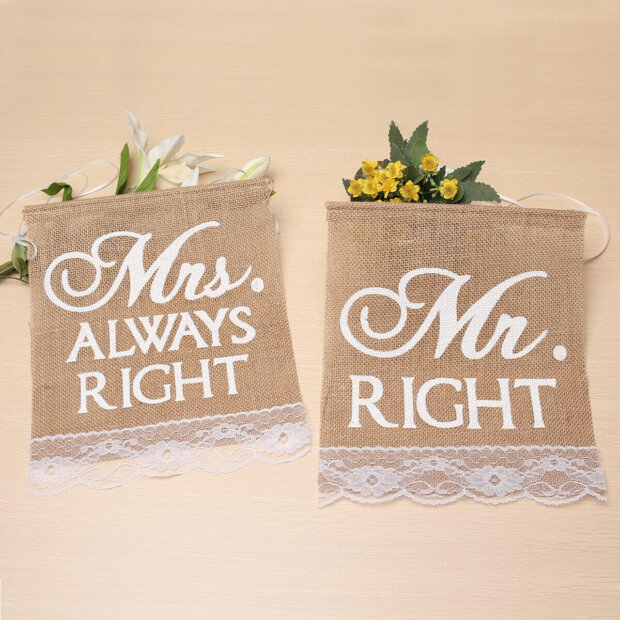 Mr Right and Mrs Always Right Chair Banners