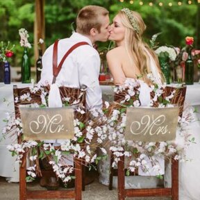 Mr and Mrs Burlap Chair Banners  
