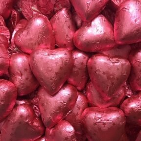 Embossed Chocolate Hearts - Pink - White Chocolate  
