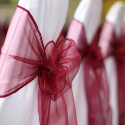 burgundy organza chair sashes