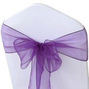 shimmering purple organza chair sashes