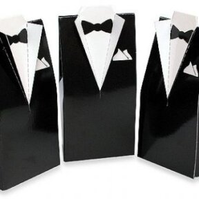 black tuxedo favour box